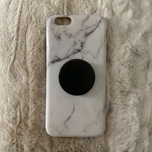 LEMINIMO IPHONE 6S MARBLE CASE W/ BLACK POP SOCKET